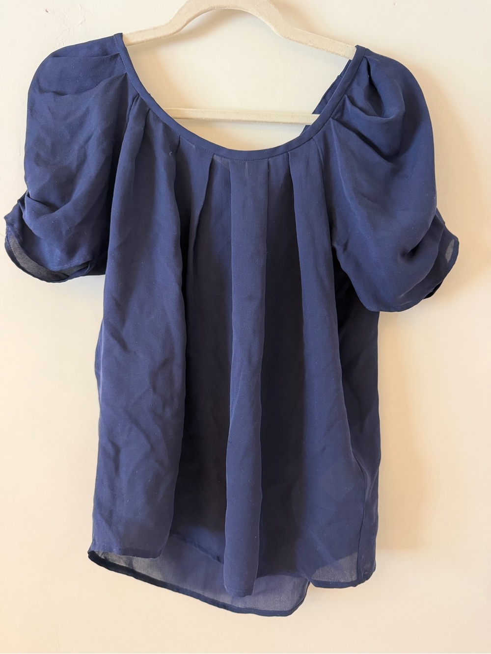 Joie Navy Puff-Sleeve Blouse